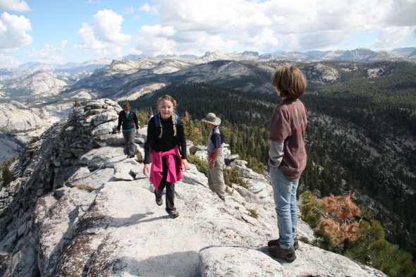 Students climb Clouds Rest