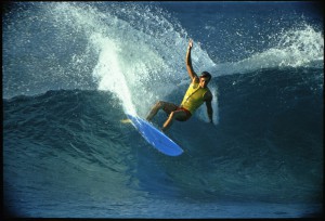 Shaun Tomson cutting back at Off the Wall on the island of Oahu, Hawaii - 1975.