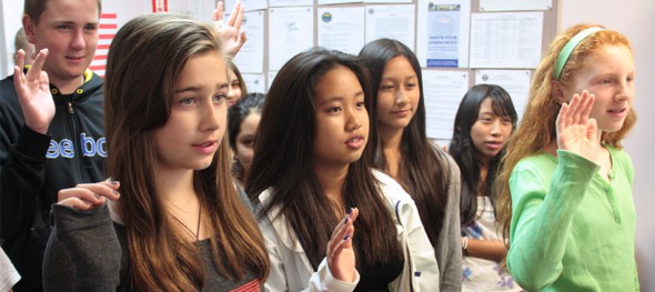 Anacapa School students took the oath of office during their tour of the Santa Barbara City Clerk’s office today.