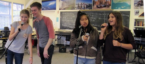 Students in Performing Arts practice for their January performance at Center Stage Theater.