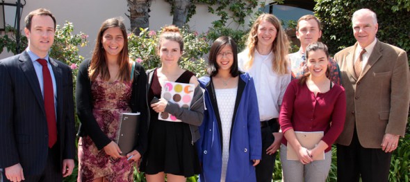 From left: Scott Mastic, Lara Kostruba (grade 10), Lia Milar (grade 11), Pica Zhuang (grade 10), Sam Robertson (grade 11), Francis Brand (grade 11), Grace Strelich (grade 11), Les Cambell