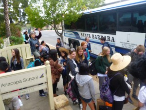 Students getting ready to leave on Sunday morning.