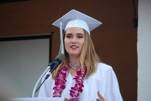Senior Lauren Sloan delivers her graduation speech.