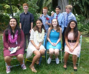 8th Grade students (top row from left) Luke Wegrzynowicz, Tully Richter, Luis Aguirre-Banos, James Padden Ruben. (front row from left) Maneya Hunsucker, Sophia Webster, Jenna Stadler, Adamariz Rios.